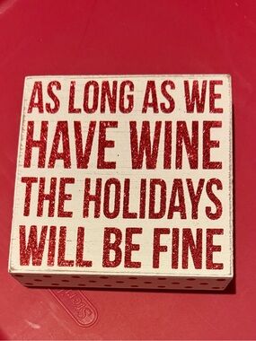 Holiday Wine Glitter Block Sign - Mini Size